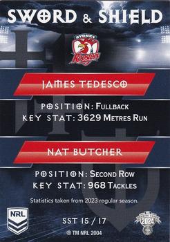 2024 NRL Traders Titanium - Sword & Shield Team #SST15 James Tedesco / Nat Butcher Back